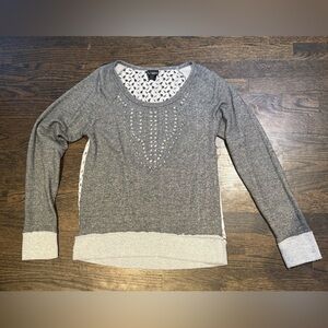 Daytrip Gray and Cream Embellished Sweater